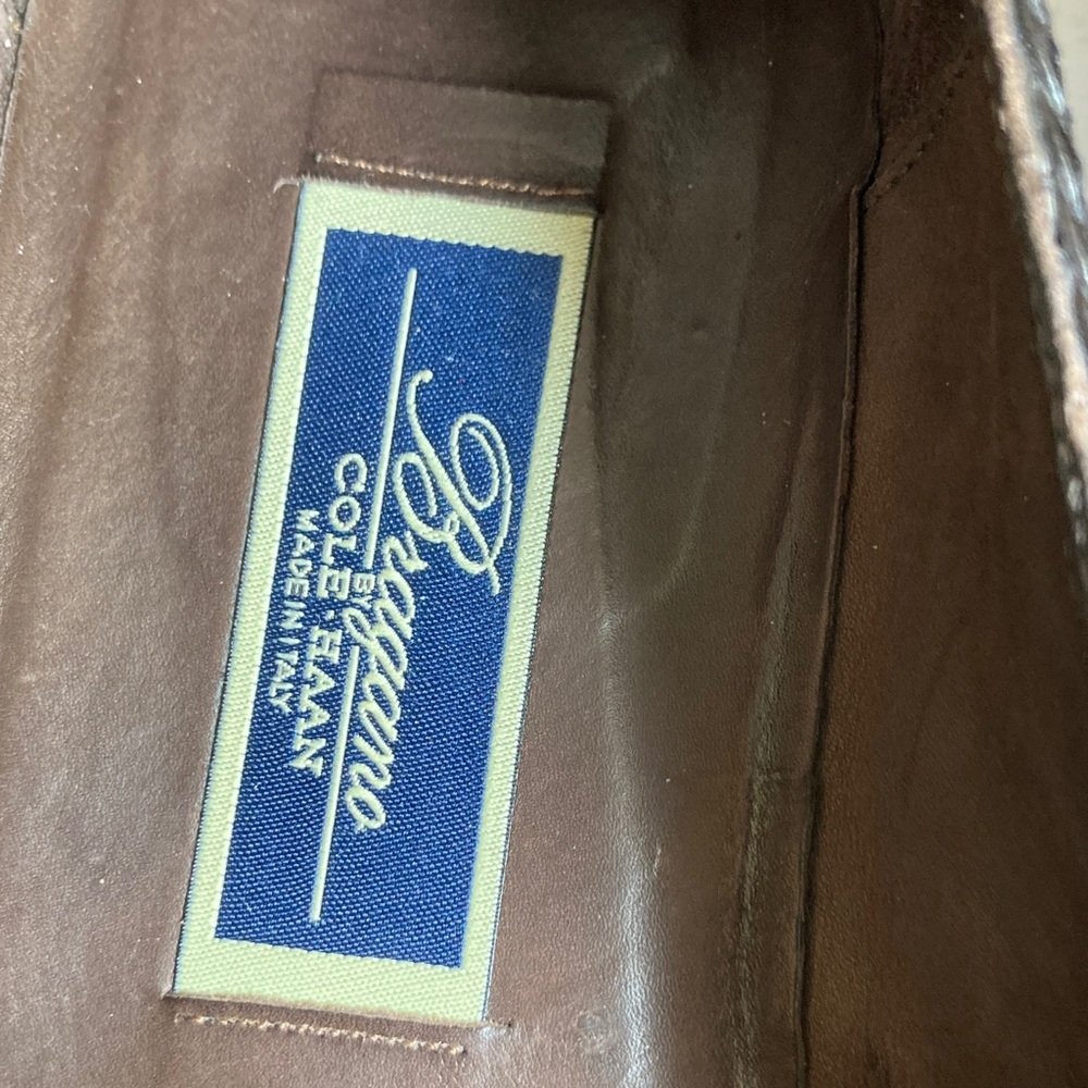 VTG Bragano Cole Haan Men's Black Brown Woven Leather Penny Loafers Italy Sz 11 - Picture 2 of 16